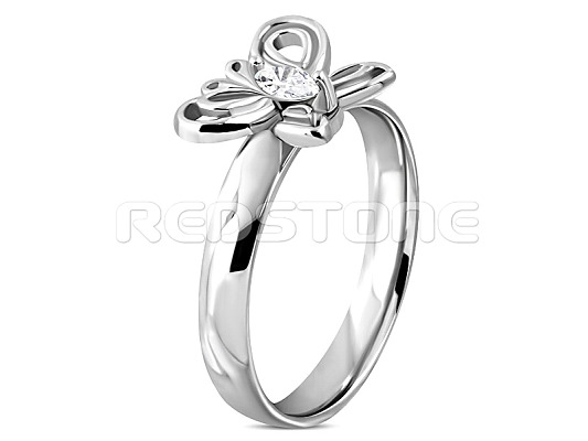 Prsteň z chirurgickej ocele s motýľom